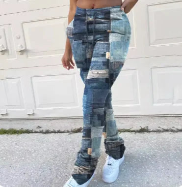 Patchwork Print, Women Jeans